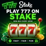 777 Stake Game red gaming banner with free download and trending Pakistan theme.